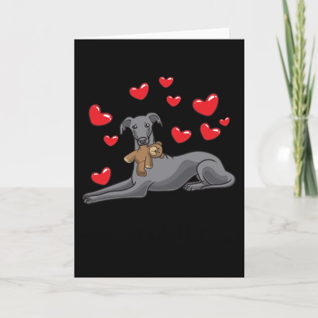 Tarjeta Perro de Greyhound italiano con animal relleno (Anverso)