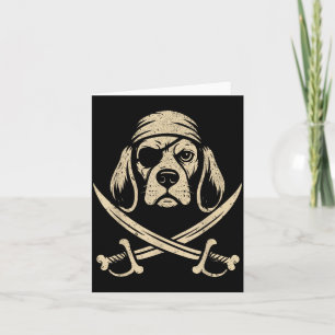 Tarjeta Perro de Halloween de huesos cruzados de pirata vi