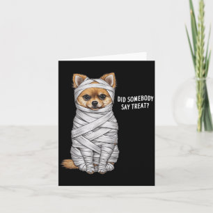 Tarjeta Perro de Halloween Momia Pomerania