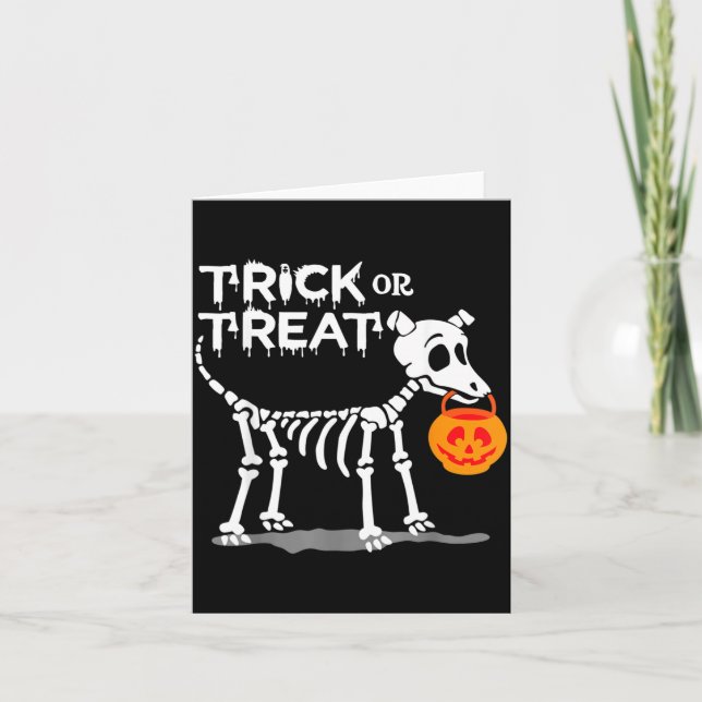 Tarjeta Perro de Halloween Truco o Truco (Anverso)