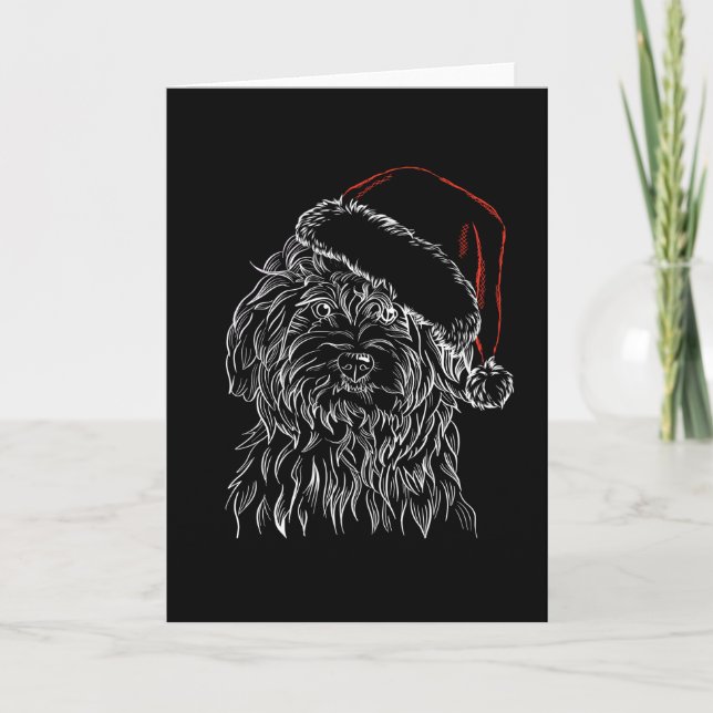 Tarjeta Perro de Haván Santa Hat (Anverso)