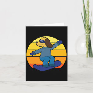 Tarjeta Perro De Invierno En Snowboard Snowboard Para Homb