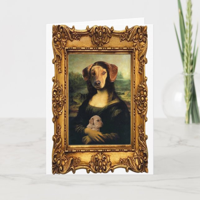 Tarjeta Perro de la Mona Lisa - Golda Lisa - Famoso retrat (Anverso)