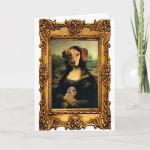 Tarjeta Perro de la Mona Lisa - Golda Lisa - Famoso retrat