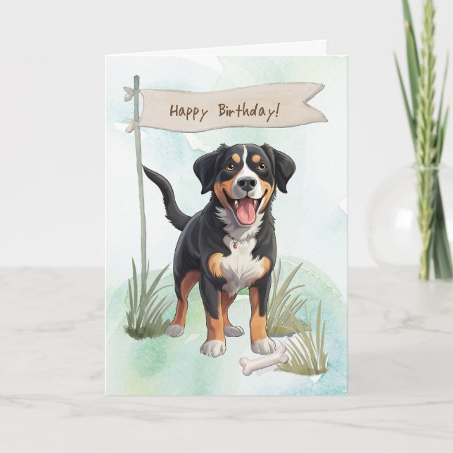 Tarjeta Perro de la montaña Entlebucher bajo Rótulo de cum (Anverso)