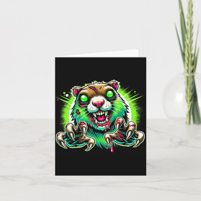 Tarjeta Perro de la pradera zombie terror de Halloween (Anverso)