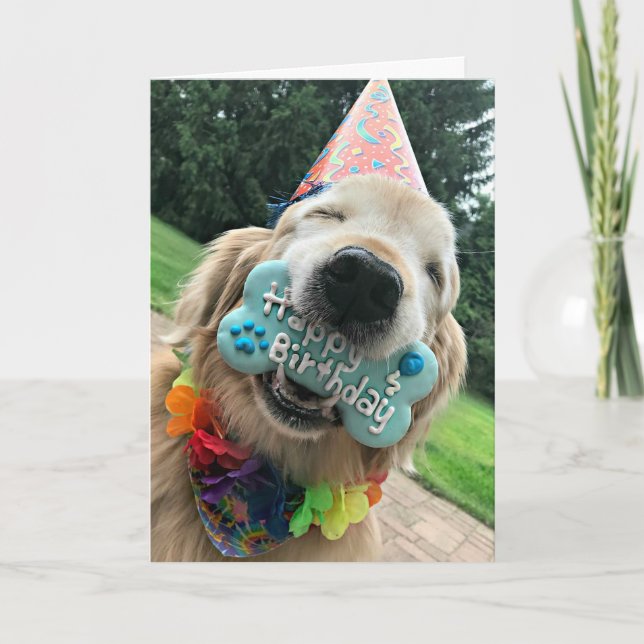 Tarjeta Perro de la recuperación de oro con trato feliz cu (Anverso)