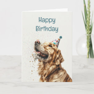 Tarjeta Perro de la recuperación dorada del cumpleaños