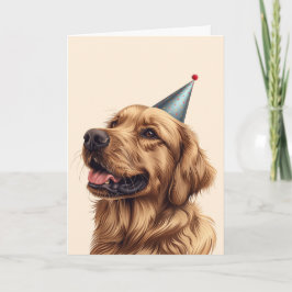 Tarjeta Perro de la recuperación dorada del cumpleaños