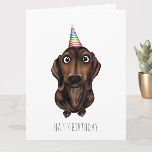 Tarjeta Perro de la salchicha del cumpleaños feliz (Planta pequeña)