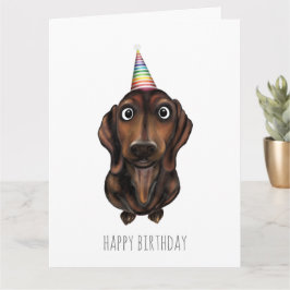 Tarjeta Perro de la salchicha del cumpleaños feliz