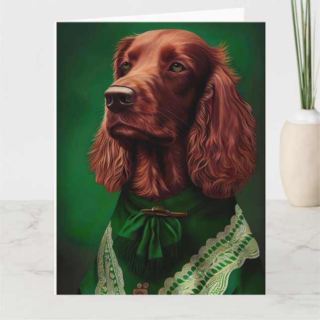 Tarjeta Perro de la sepultura roja irlandesa con vestido d (Anverso)