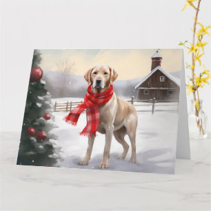 Tarjeta Perro de Labrador en Navidades de nieve