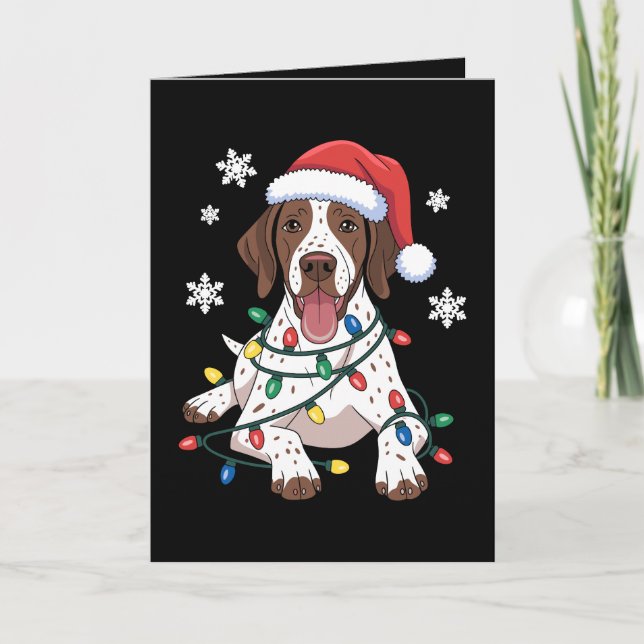 Tarjeta Perro de luces de Navidad Pointer de pelo corto al (Anverso)