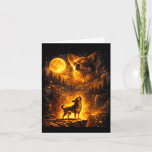 Tarjeta Perro de luz de luna vintage chihuahua divertido a