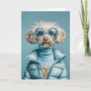 Tarjeta Perro de Moda con Ropa Azul