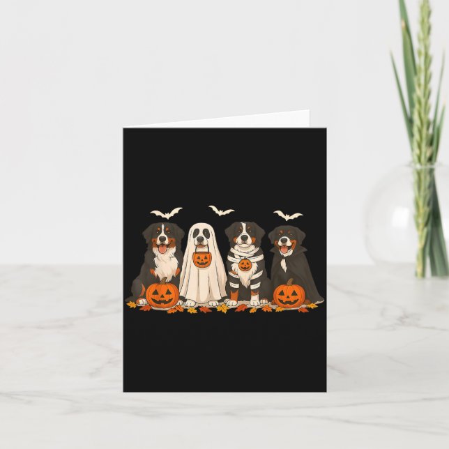 Tarjeta Perro de montaña bernés de Halloween (Anverso)