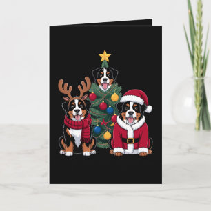 Tarjeta Perro de montaña bernés de Navidad Santa árbol de