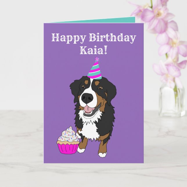 Tarjeta Perro de montaña Bernese (Orquídea)