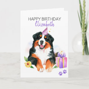 Tarjeta Perro de Montaña de Berna Personalizado Cumpleaños