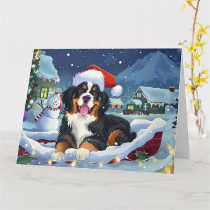 Tarjeta Perro de montaña de Bernés en Navidades de Nieve d