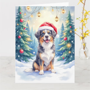 Tarjeta Perro de montaña Entlebucher Bosque nevado Santa