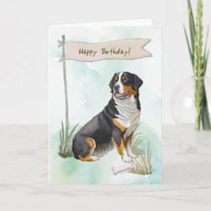 Tarjeta Perro de montaña suizo mayor bajo Rótulo de cumple