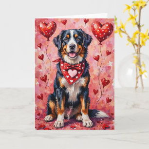 Tarjeta Perro de montaña suizo mayor sentado en San Valent
