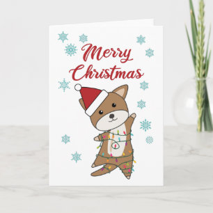 Tarjeta Perro de Navidad Alegre Nieve Invierno Cachorro Wa