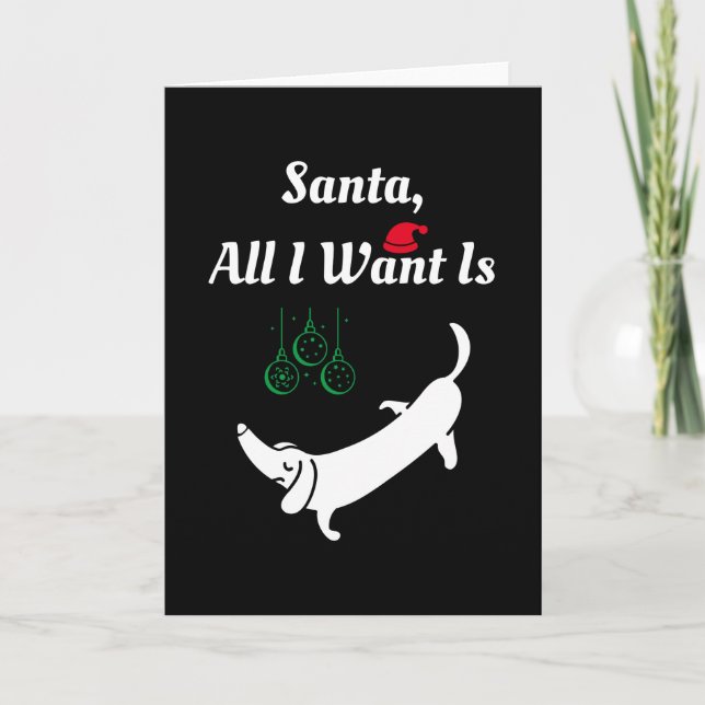 Tarjeta Perro de Navidad - Dachshund (Anverso)