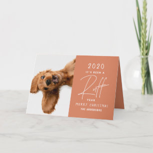 Tarjeta perro de Navidad divertido año en revisión ruff