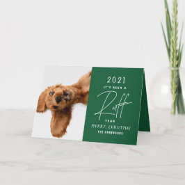 Tarjeta perro de Navidad divertido ruff año en revisión