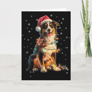 Tarjeta Perro de Navidad Pastor Australiano Santa Mujeres