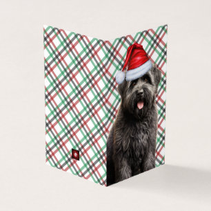 Tarjeta Perro de Navidades Bouvier con traje de vacaciones