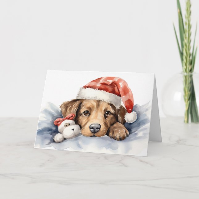 Tarjeta Perro de Navidades Cute (Anverso)