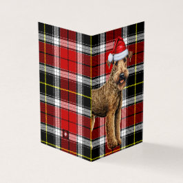 Tarjeta Perro de Navidades de Airedale Terrier con comida