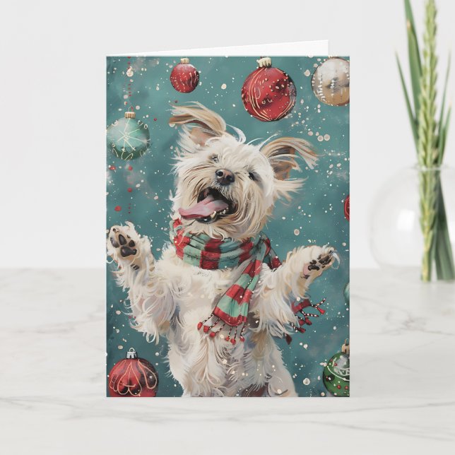 Tarjeta Perro de Navidades felices (Anverso)