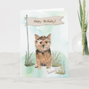 Tarjeta Perro de Norfolk Terrier bajo Rótulo de cumpleaños