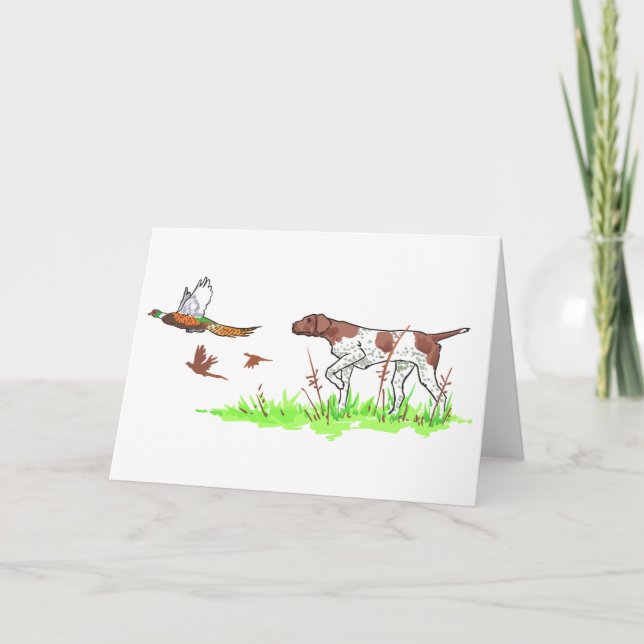 Tarjeta Perro de pájaro y faisanes (Anverso)