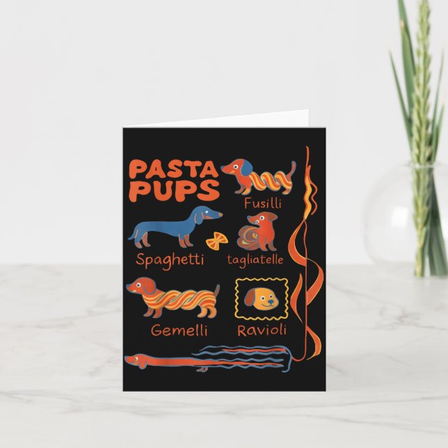 Tarjeta Perro de pasta divertido perro Dachshund comida de (Anverso)