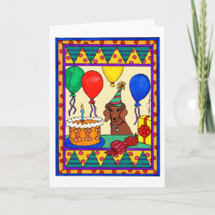 TARJETA PERRO DE PATAS MUY CORTAS DEL CUMPLEAÑOS