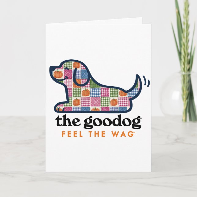 Tarjeta Perro de Patchwork de Calabaza Gingham Adorable (Anverso)