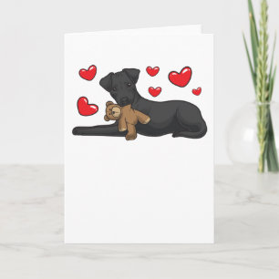 Tarjeta Perro de Patterdale Terrier con animal relleno