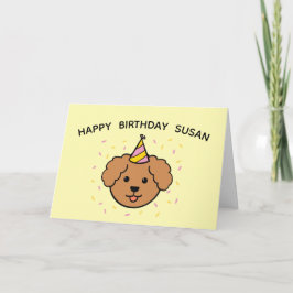 Tarjeta Perro de perro cangrejo | Cumpleaños rosa y amaril