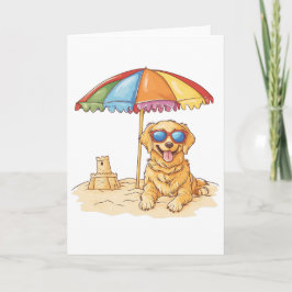 Tarjeta Perro de playa Golden Retriever