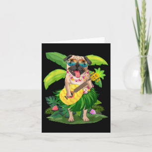 Tarjeta Perro de Pug y amp hawaiano; ucraniano de piña va