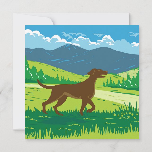 Tarjeta Perro de puntero inglés con el Monte Redfield en A (Anverso)