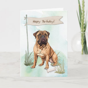 Tarjeta Perro de raza Bullmastiff fuera bajo Rótulo de cum
