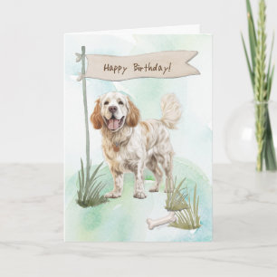 Tarjeta Perro de raza castaña bajo Rótulo de cumpleaños