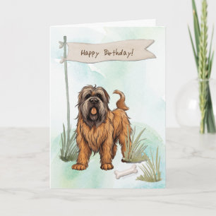 Tarjeta Perro de raza de Briard fuera bajo Rótulo de cumpl